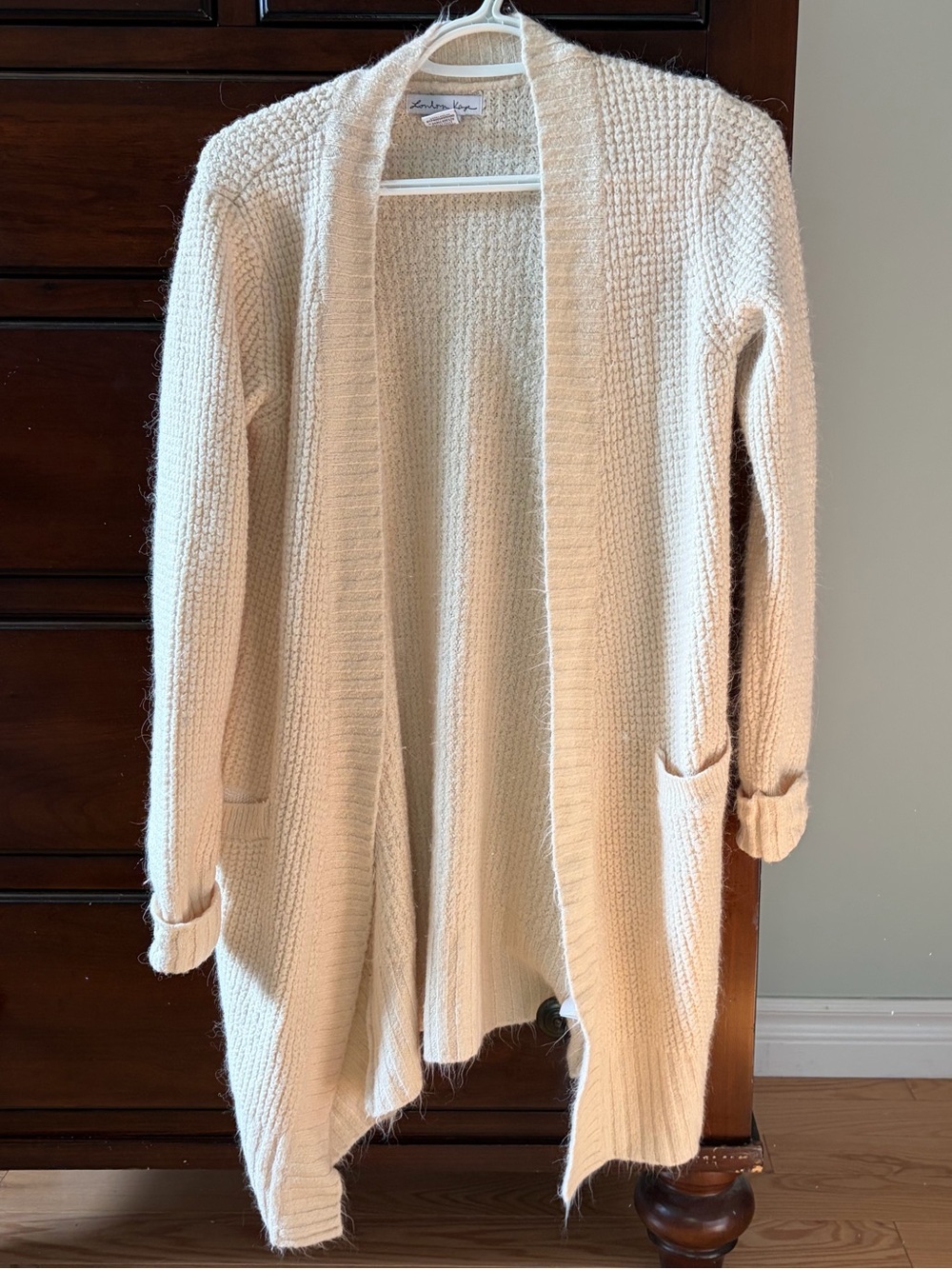 Cozy Open-Front Cream Knit Cardigan Sweater
